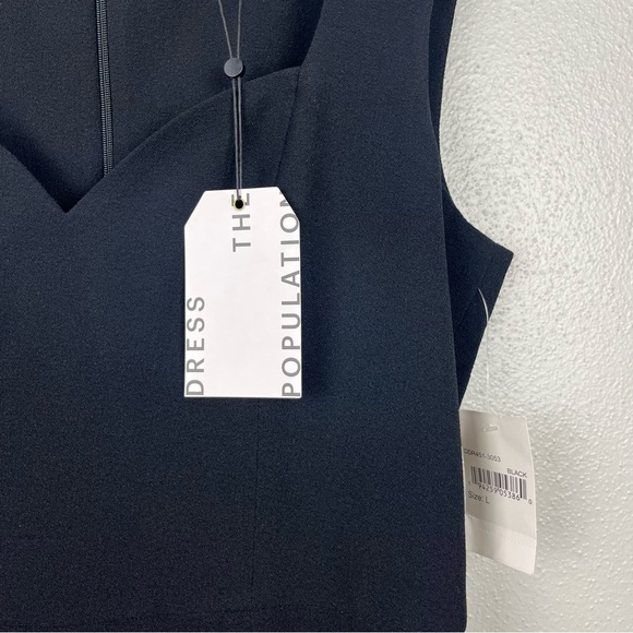 NEW Dress The Population Black Monroe Gown Sweetheart Crepe Side Slit Evening - Picture 8 of 12